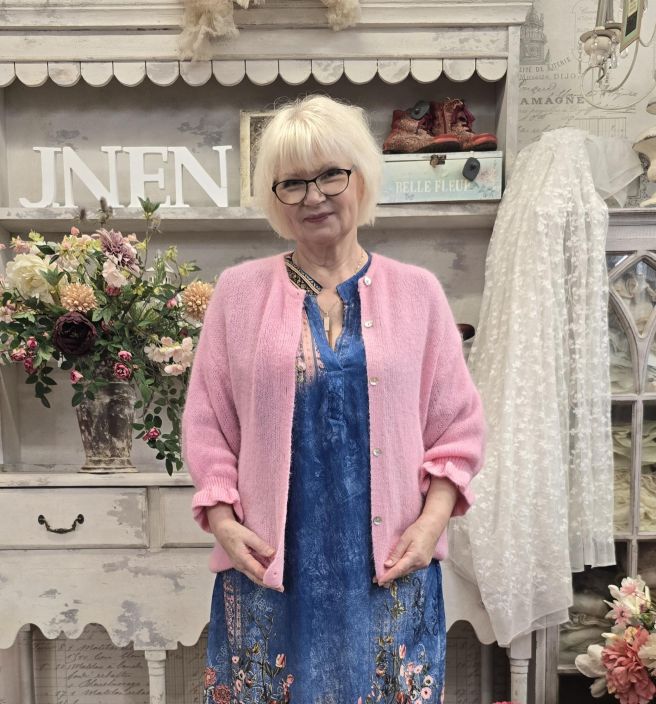 Marta du Chateau porroinen neulejakku 2413 Baby Pink suloinen roosa todella mukava porroneule Erinomaisen hinta-laatusuhteen