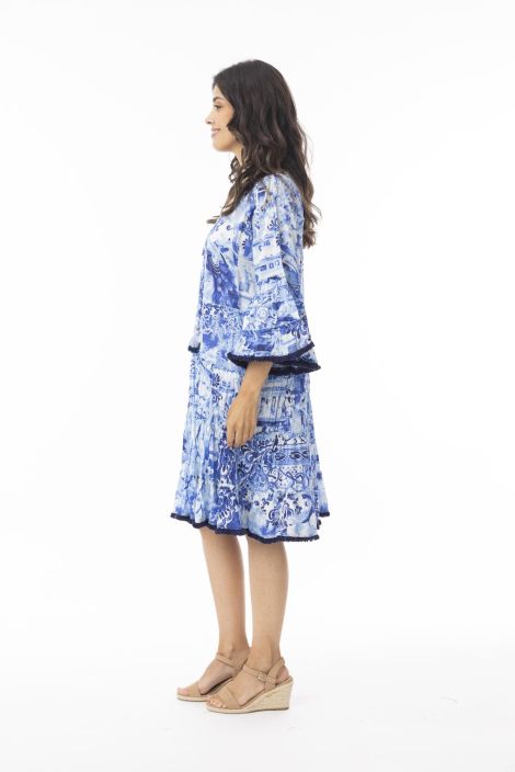 Orientique mekko 40188 Okayama Japanin maisemat, suloiset frilla hihat ja helma tuotekuva 7