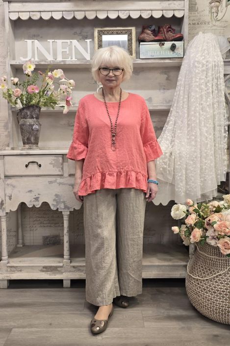 THING pellavapusero 7233 Light Faded Rose Koralli Mukava ja suloinen malli tuotekuva 4