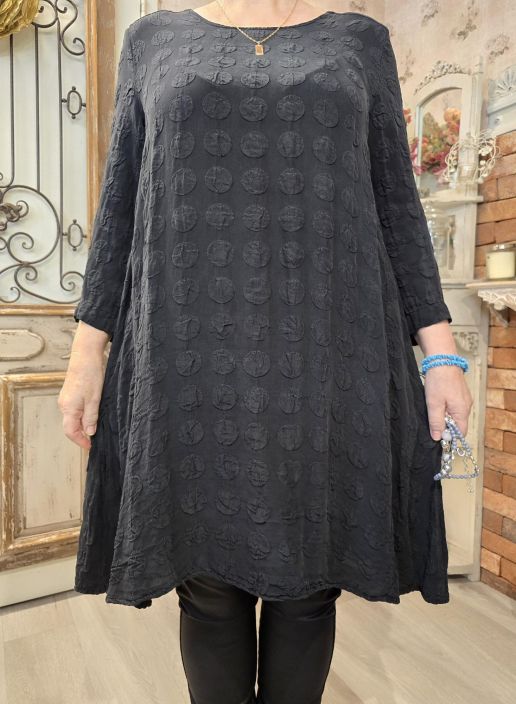 Grizas silkki tunika/mekko 51604 (17) Musta laadukasta silkkiä ajattomalla pallokuosilla tuotekuva 4