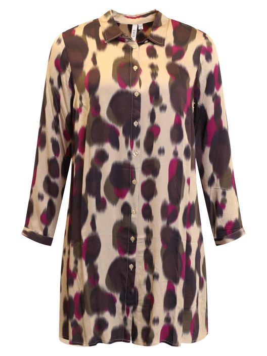 CISO mekko 80013 Blur dots Beige/Musta/fuksia pallokuosi Tyylikas abstraktimainen pallokuosi beigella pohjalla sopii CISO mekko 80013 Blur dots Beige/Musta/fuksia pallokuosi Tyylikas abstraktimainen pallokuosi beigella pohjalla sopii
