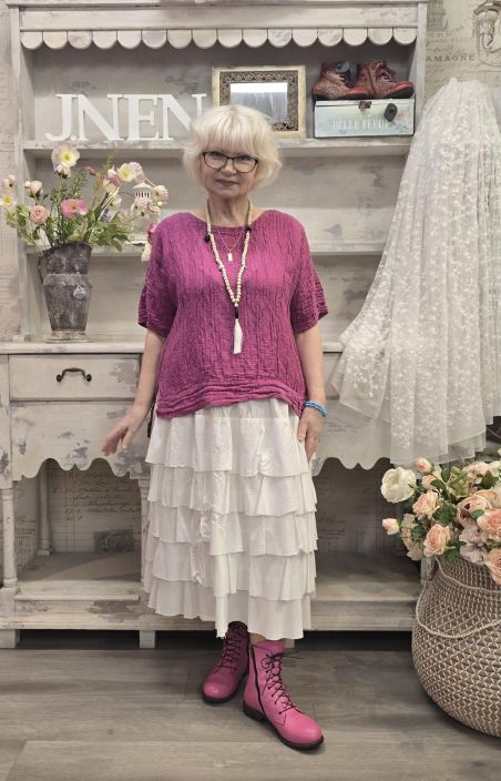 Grizas paita 52730 Pinkki tyylikäs takaa pidempi malli pehmeästä silkki/pellavasta tuotekuva 2