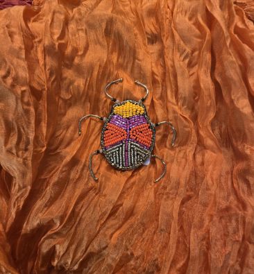 ERFURT Erfurt koriste ötökkä hakaneulalla, käsityötä Oranssi/Keltainen kuvio kuoriainen