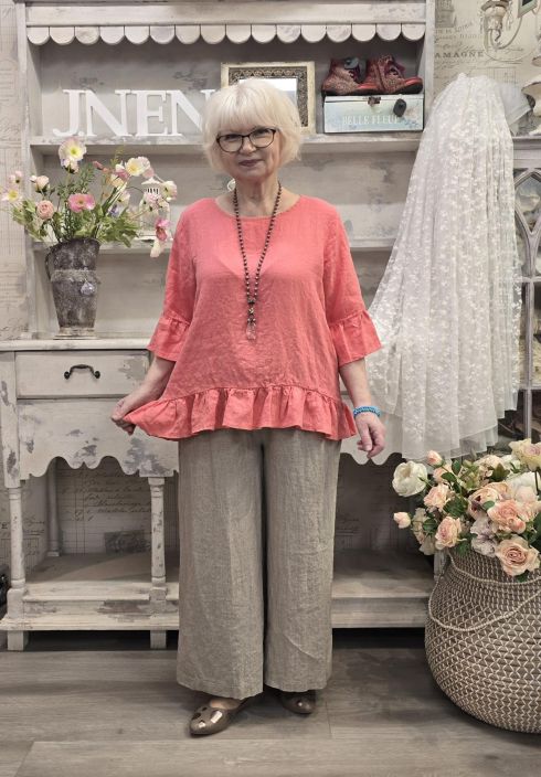 THING pellavapusero 7233 Light Faded Rose Koralli Mukava ja suloinen malli tuotekuva 1