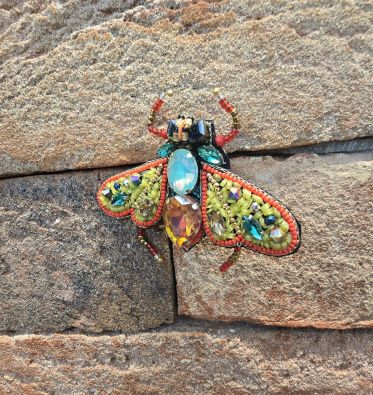 Erfurt koriste ötökkä hakaneulalla, käsityötä Oranssi jalokivi kuoriainen siivillä