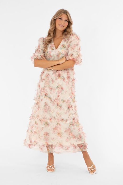 Capri Collection mekko Alvah Roosa romanttinen kukkakuosi kaikkiin tilaisuuksiin tuotekuva 1