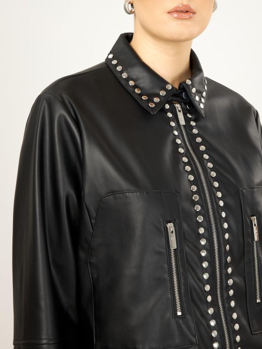 MAT takki 4049 / 8003 (Black) Kevyt takki runsailla tyylikkailla leikkauksilla. Laatu nayttaa erehdyttavan paljon nahalta,