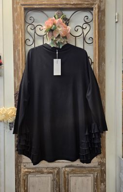 NOEN NOEN tunika 83737 Musta kauniit frillat sivuissa helmassa