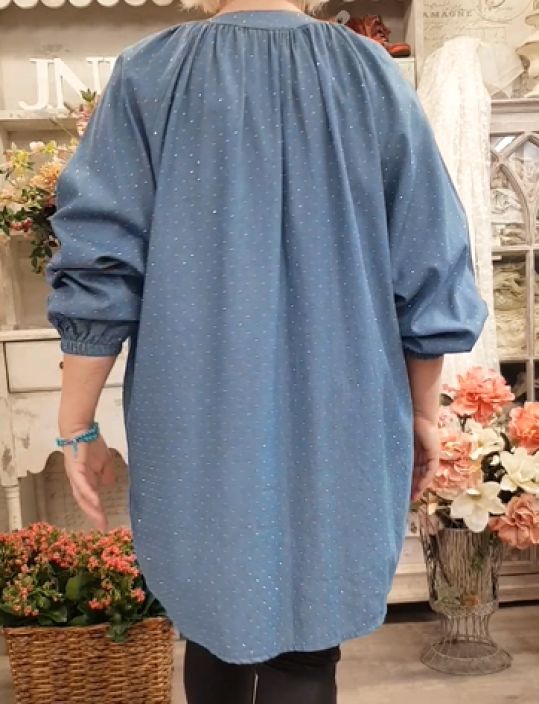 QNUZ mukava yhdenkoon pehmeä farkkupaita kiiltävillä koristekivillä tuotekuva 1 QNUZ mukava yhdenkoon pehmeä farkkupaita kiiltävillä koristekivillä tuotekuva 1