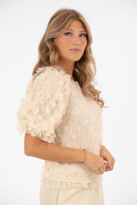 Capri Collection pusero Chateau Beige/puuteri ihana verkkopaita kukilla tuotekuva 3