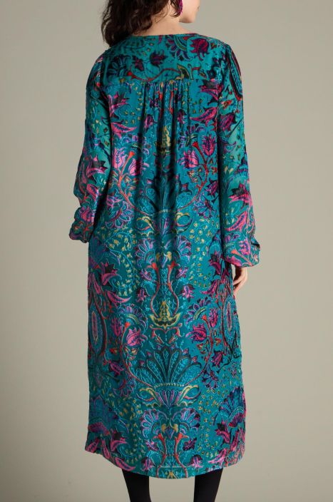 Sahara mekko GRD6613 Winter Paisley Devore kaunis talvinen kuosi sametista tuotekuva 2