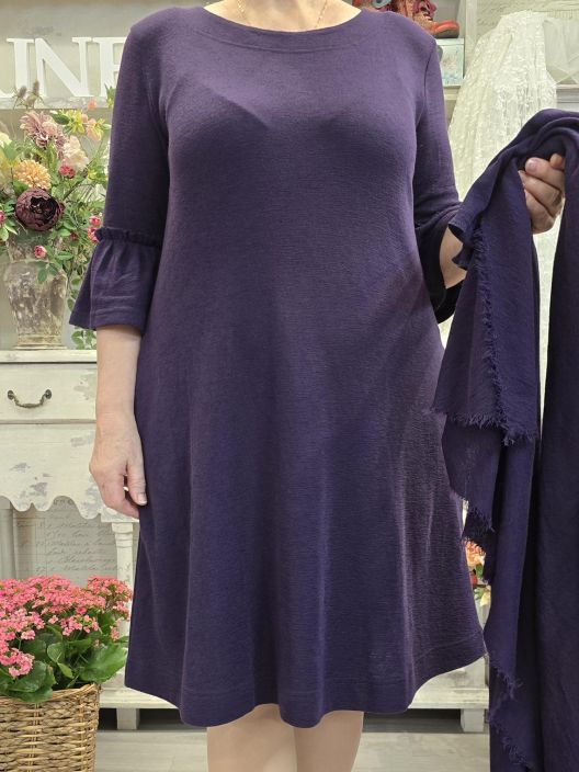 Blusbar neulemekko 7030 Aubergine munakoison värinen ihana malli kauniilla hihoilla tuotekuva 3