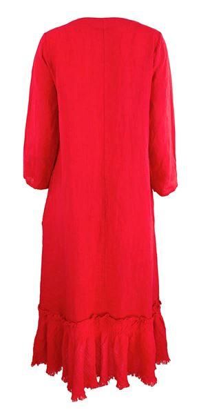 Boheme mekko B (Punainen) Tama Bohemen ihana mekko on valmistettu ohuesta ja pehmeasta pellavasta! Laatu on kasitelty