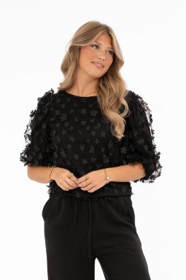 CAPRI COLLECTION Capri Collection pusero Chateau Musta ihana verkkopaita kukilla