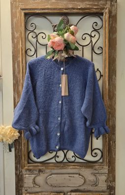 MARTA DU CHÂTEAU Marta du Château pörröinen neulejakku 2413 Jeans farkun sininen todella mukava pörröneule