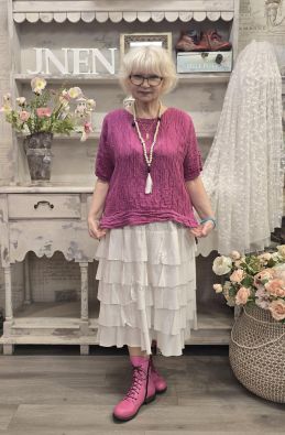 Grizas paita 52730 Pinkki tyylikäs takaa pidempi malli pehmeästä silkki/pellavasta