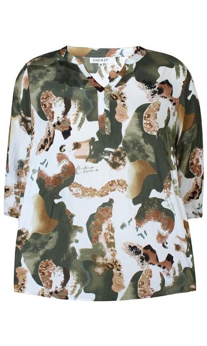 Zhenzi paita Maren (67800) Kauniin varisella kuosilla koristeltu Zhenzi paita! Naisellisia yksityiskohtia kuten V-kaulus