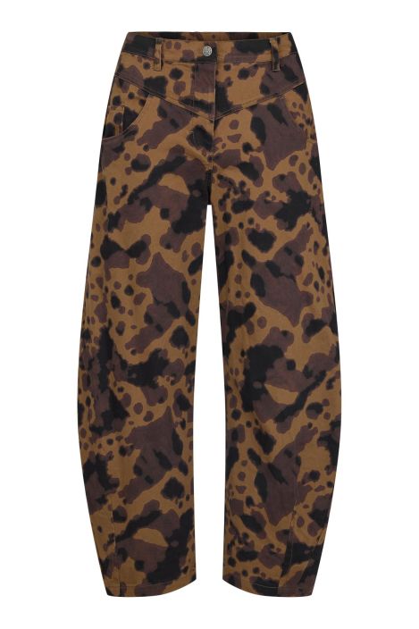 NOEN leveät farkut 81483 Leopardi kuosi tyylikäs leveä malli hieman kavennetulla lahkeella tuotekuva 1 NOEN leveät farkut 81483 Leopardi kuosi tyylikäs leveä malli hieman kavennetulla lahkeella tuotekuva 1