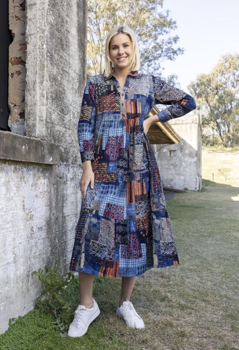 Orientique maxi mekko 30130 California Dreaming print  upea vakosametti kuosilla tuotekuva 1