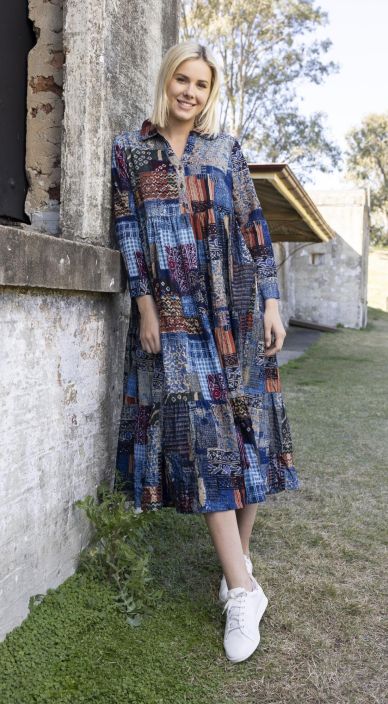 Orientique maxi mekko 30130 California Dreaming print upea vakosametti kuosilla Orientiquen syksy on vallannut myymalan ja