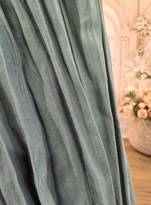 Grizas silkkimekko 5709 Vihertävä turkoosi (605) Upea juhlamekko hiuslaskoksilla tuotekuva 8