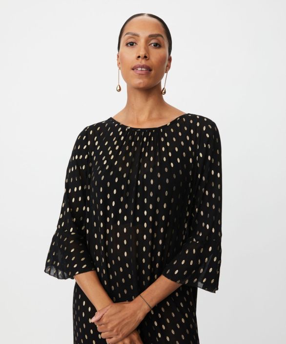 MASAI mekko Nolessa Musta kultatäplillä koristeltu pehmeä viskoosi tuotekuva 1