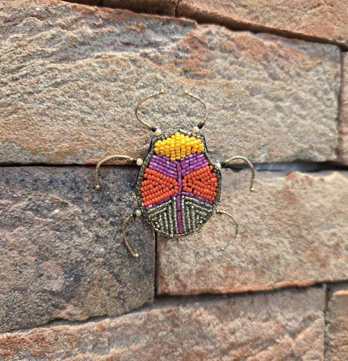 Erfurt koriste ötökkä hakaneulalla, käsityötä Oranssi/Keltainen kuvio kuoriainen tuotekuva 2