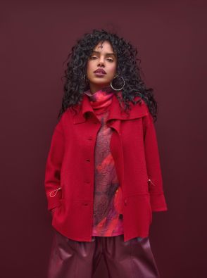 NOEN NOEN neulejakku 87149 Vadelma / punainen tyylikäs ja monikäyttöinen jakku