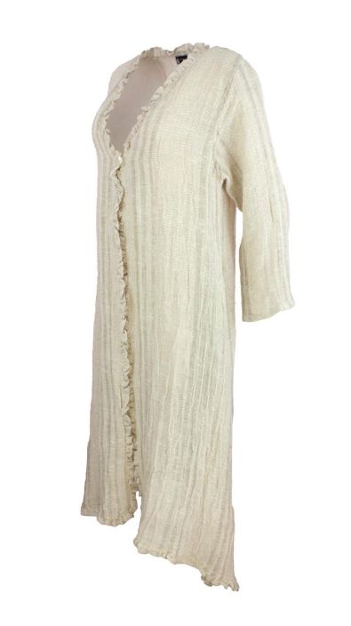 Boheme pitkä jakku B13194 Luonnon beige näyttävä malli pellavasta tuotekuva 3