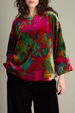 SAHARA Sahara paita TKT6590 Velvet Blurred Botanicals Multi ihanat syksyn värit sametissa