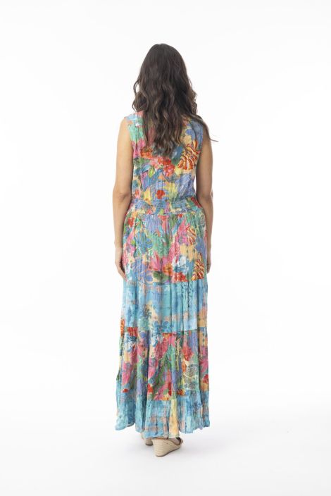 Orientique mekko 30176 Malvinas hihaton malli kauniilla kuosilla ja resorivyötäröllä tuotekuva 4