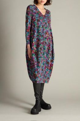 SAHARA Sahara mekko SPD5534 Peruvian Patchwork Jersey ärikäs kuosi kivalla tekstuuri ompelulla