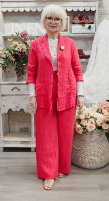 BOHEME Boheme pellavajakku B13170 Kaunis punainen, pidempi tyylikäs malli