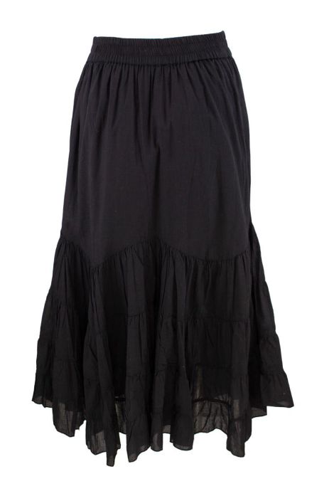 Boheme hame B13192 Musta pehmeä vuorellinen, monikäyttöinen puuvilla hame tuotekuva 1