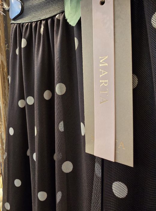 Marta du Château pitkä hame 37106 Moro dot Ihana ruskea pohja täpläkuosilla tuotekuva 1