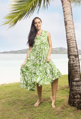 Orientique mekko 40075 Hayman green ihana vihreä lehtikuosi