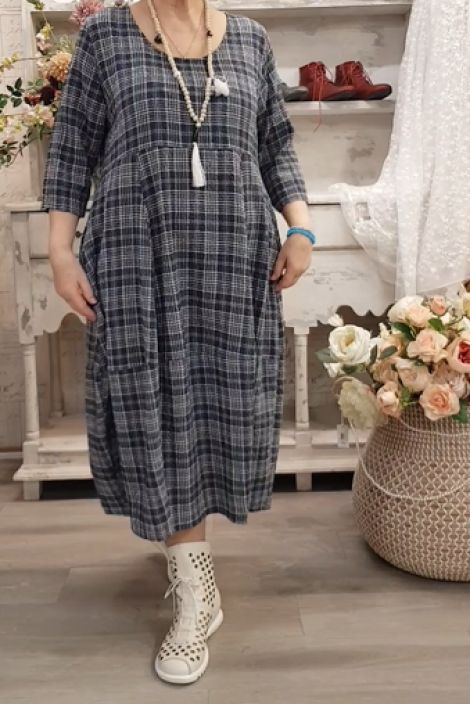 THING mekko 7195 Navy tummansininen kaunis ajaton ruutukuosi tuotekuva 2