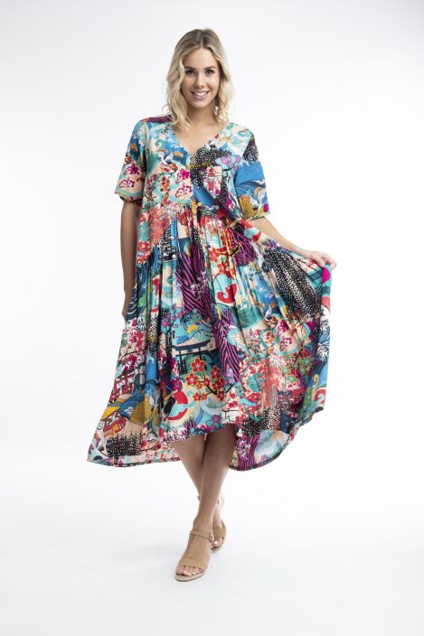 Orientique mekko 9193 Onikawa Kaunis pitka mekko jonka mukava laatu on taydellinen kesaksi. Japanista inspiraationsa