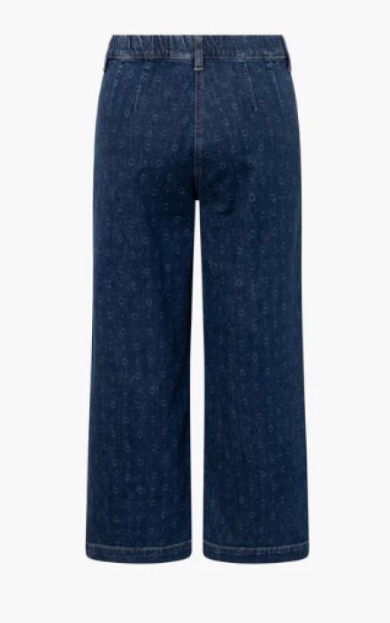 Laurie housut Donna Loose Cropped Blue sashiko siniset farkut kivalla kuosilla tuotekuva 6