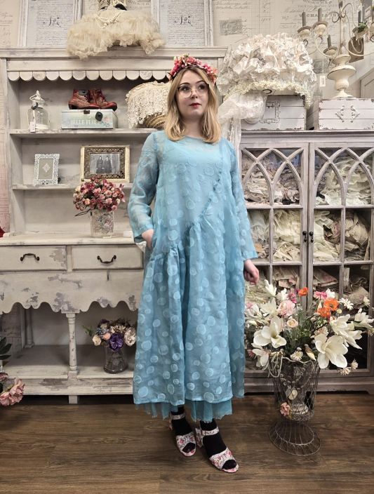 Grizas mekko 91738 288  vaalean sininen täplä silkki tuotekuva 4