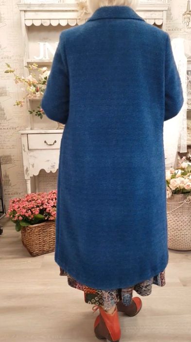 TIA kangastakki 77654 Kaunis sininen ihanan tuntuinen hieman pörröinen kangastakki tuotekuva 3