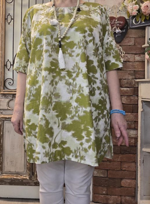 THING tunika 7213 Olive/ lime vihreä kaunis  hento kukkakuosi tuotekuva 4