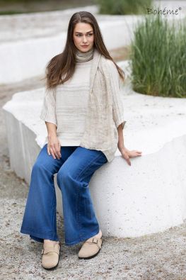 Boheme pellavapaita B13190 Luonnon beige kaunis ylisuuri ns. "laatikko" malli