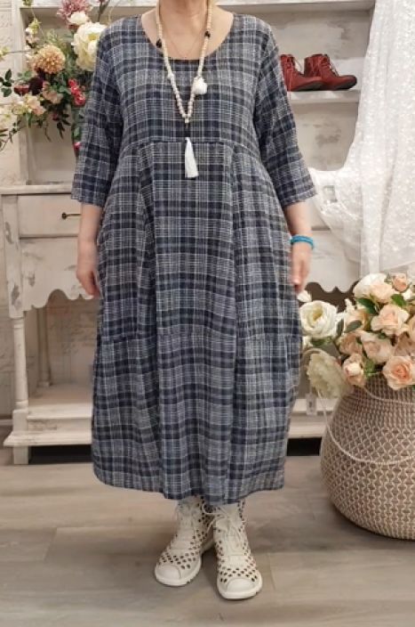 THING mekko 7195 Navy tummansininen kaunis ajaton ruutukuosi tuotekuva 1