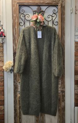 Hug Me pitkä neulejakku Vihreä pehmeä mohair kangas pitää sinut lämpimänä