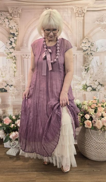 Grizas silkkimekko 91785 Puna-purppura (602) ihana sifonki alusmekolla tuotekuva 2