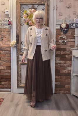 NOEN NOEN upea neulejakku 87207 Beige suloisilla ötökkä koristeilla