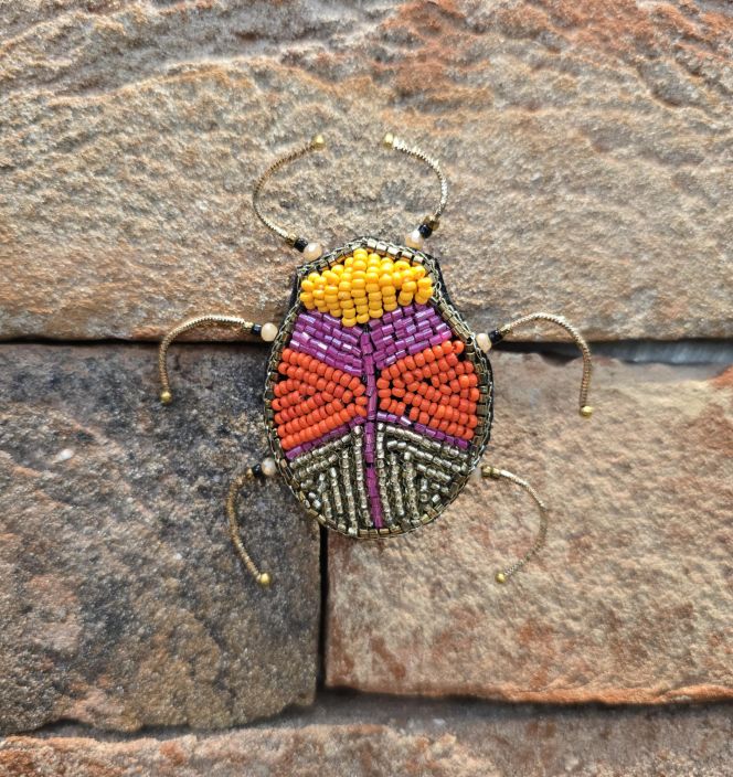 Erfurt koriste ötökkä hakaneulalla, käsityötä Oranssi/Keltainen kuvio kuoriainen tuotekuva 3