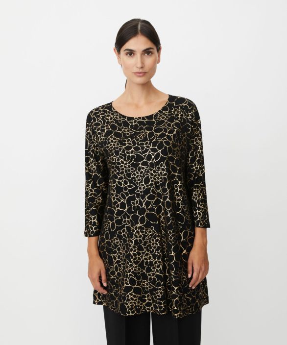 MASAI tunika Gertine Gold kaunis kultainen kuosi trikoo mallissa Lisaa asuusi eleganttia juhlavaa ilmetta talla kauniilla