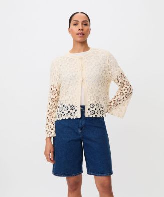 MASAI MASAI neulejakku Littalis Fog off-white  boheemi virkkaus